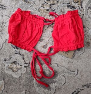 Toast Swim Signature Ruffle Bandeau Top NWT